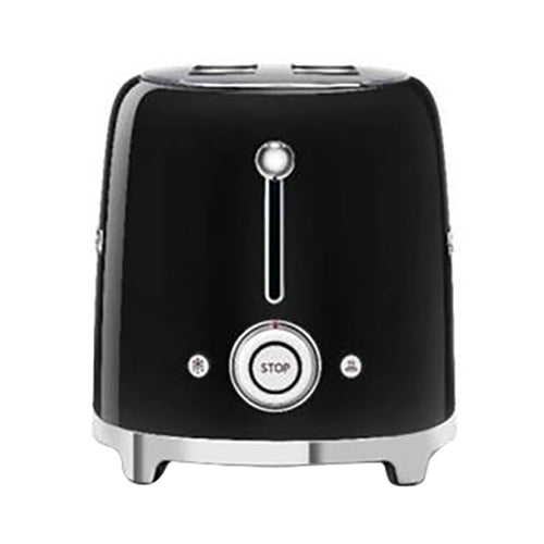 Smeg Tsf01Bluk Retro 2 Slice Toaster, 6 Browning Levels, Extra-Wide Bread Slots, Defrost And Reheat Functions, Removable Crumb Tray, 950 W, Black