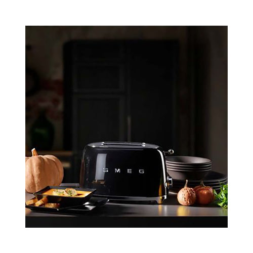 Smeg Tsf01Bluk Retro 2 Slice Toaster, 6 Browning Levels, Extra-Wide Bread Slots, Defrost And Reheat Functions, Removable Crumb Tray, 950 W, Black