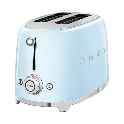 Smeg TSF01PBUK, 50's Retro Style 2 Slice Toaster,6 Browning Levels,2 Extra Wide Bread Slots, Defrost and Reheat Functions, Removable Crumb Tray, Pastel Blue