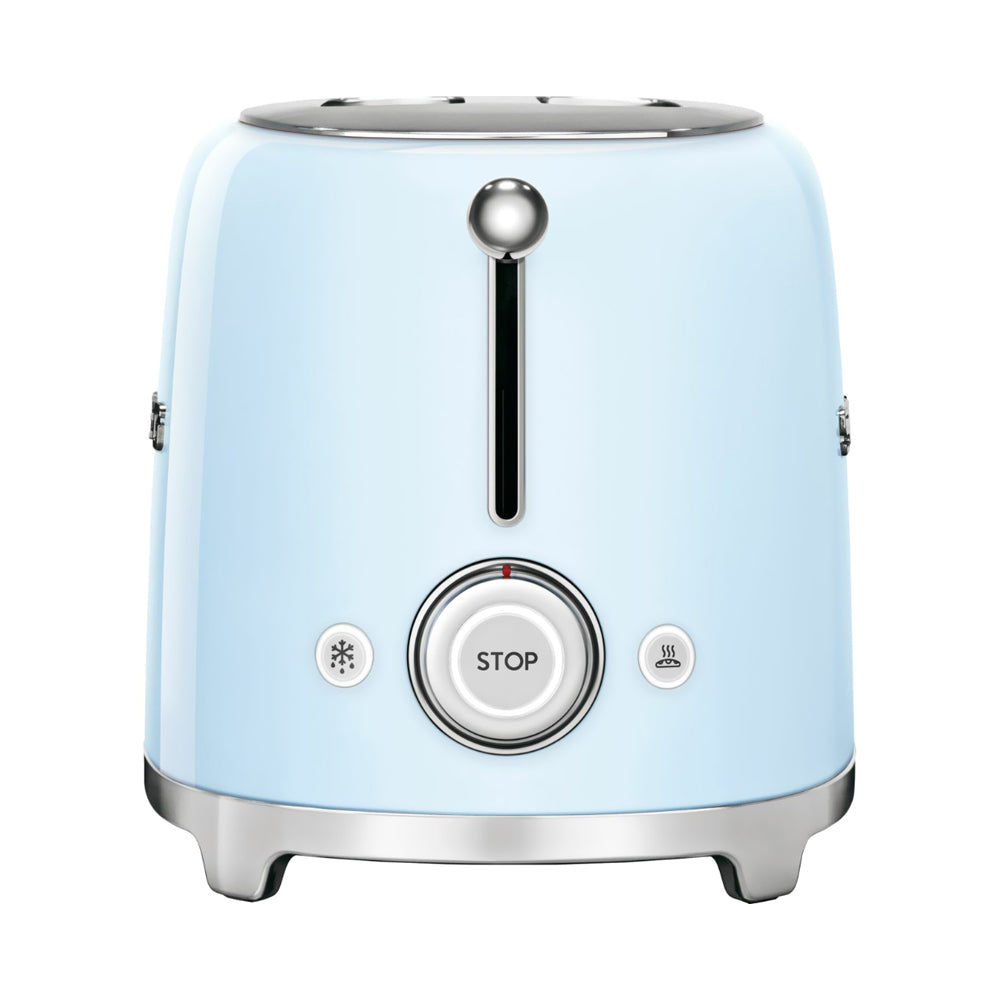 Smeg TSF01PBUK, 50's Retro Style 2 Slice Toaster,6 Browning Levels,2 Extra Wide Bread Slots, Defrost and Reheat Functions, Removable Crumb Tray, Pastel Blue