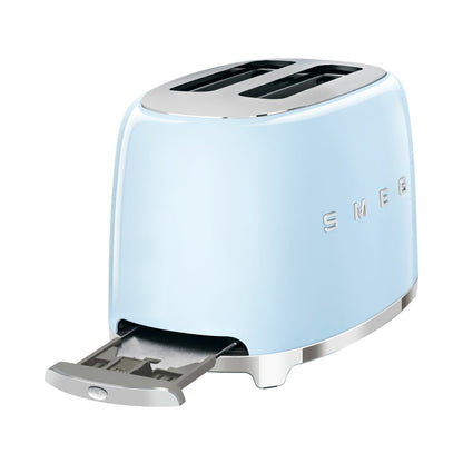 Smeg TSF01PBUK, 50's Retro Style 2 Slice Toaster,6 Browning Levels,2 Extra Wide Bread Slots, Defrost and Reheat Functions, Removable Crumb Tray, Pastel Blue