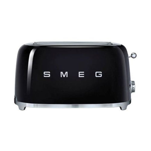 Smeg Tsf02BlUK, 50'S Retro Style 4 Slice Toaster,6 Browning Levels,2 Extra Wide Bread Slots, Defrost And Reheat Functions, Removable Crumb Tray, Black