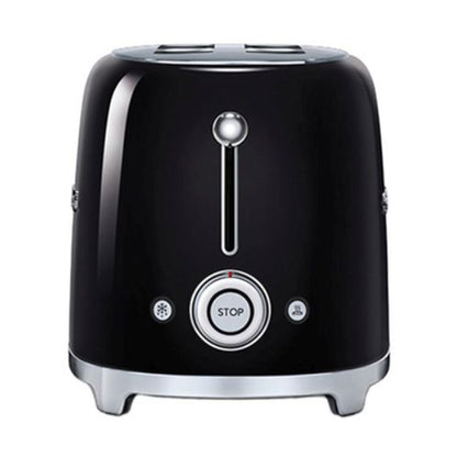 Smeg Tsf02BlUK, 50'S Retro Style 4 Slice Toaster,6 Browning Levels,2 Extra Wide Bread Slots, Defrost And Reheat Functions, Removable Crumb Tray, Black