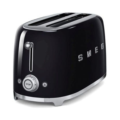 Smeg Tsf02BlUK, 50'S Retro Style 4 Slice Toaster,6 Browning Levels,2 Extra Wide Bread Slots, Defrost And Reheat Functions, Removable Crumb Tray, Black