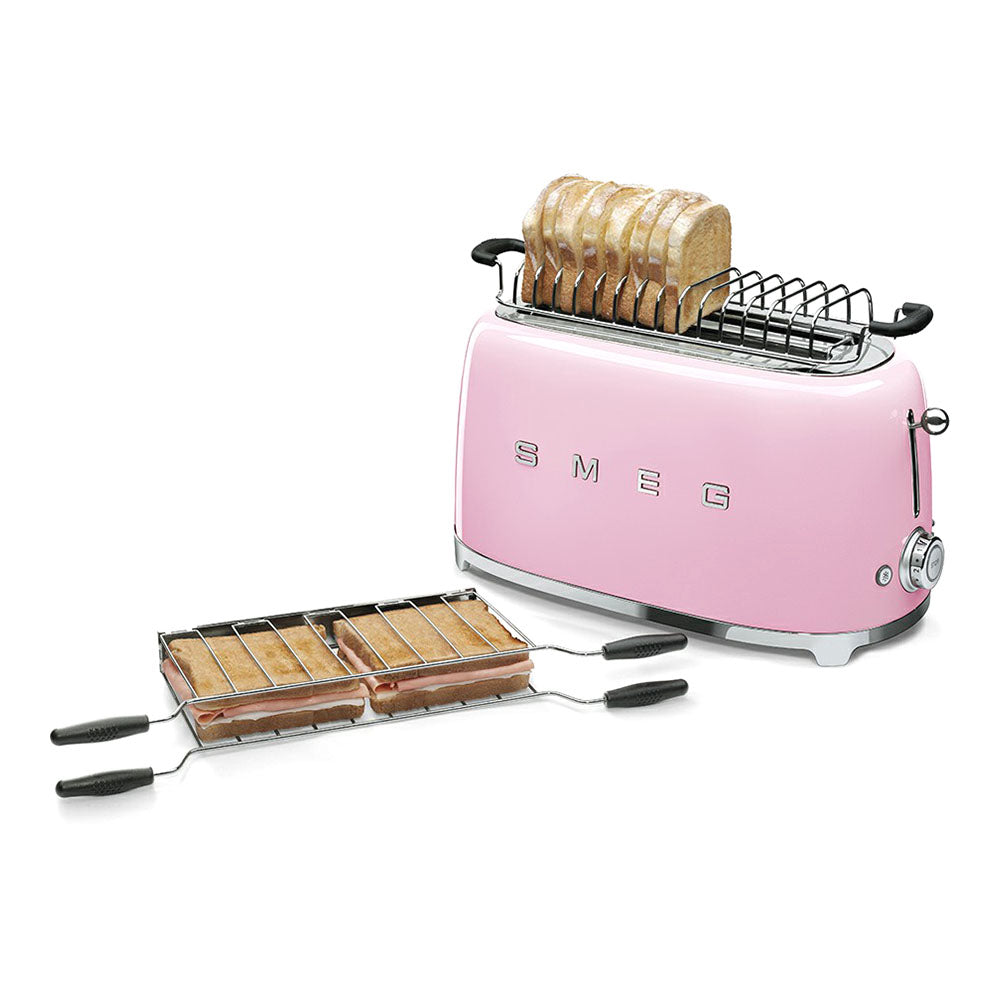 Smeg TSF02PKUK, 50's Retro Style 4 Slice Toaster,6 Browning Levels,2 Extra Wide Bread Slots, Defrost and Reheat Functions, Removable Crumb Tray, Pink