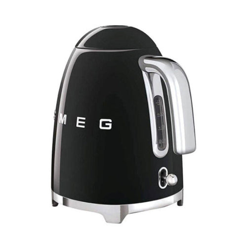 Smeg KLF03BLUK, 50's Retro Style Kettle, 1.7 L Capacity with Water Level Indicator, 360 Swivel Base, Anti-Slip Feet, Soft Opening Lid, Stainless Steel, Black