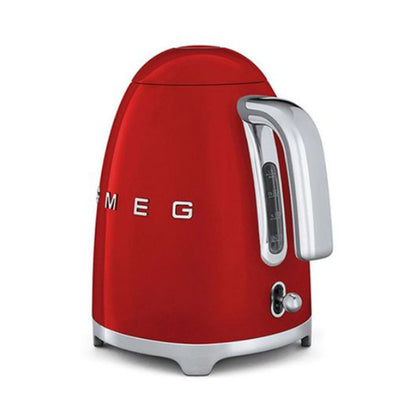 Smeg Klf03RdUK, 50'S Retro Style Kettle, 1.7 L Capacity With Water Level Indicator, 360 Swivel Base, Anti-Slip Feet, Soft Opening Lid, Stainless Steel, Red