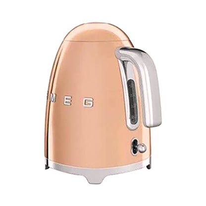 Smeg Klf03RgUK, 50'S Retro Style Kettle, 1.7 L Capacity With Water Level Indicator, 360 Swivel Base, Anti-Slip Feet, Soft Opening Lid, Stainless Steel, Rose Gold