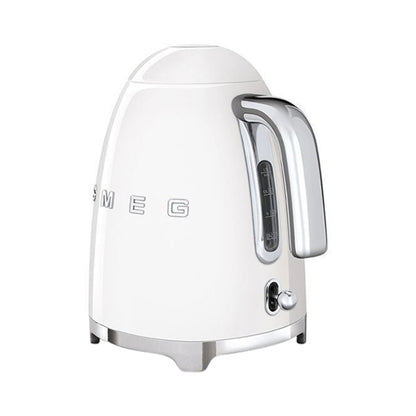 Smeg Klf03Whuk, 50'S Retro Style Kettle, 1.7 L Capacity With Water Level Indicator, 360 Swivel Base, Anti-Slip Feet, Soft Opening Lid, Stainless Steel, White