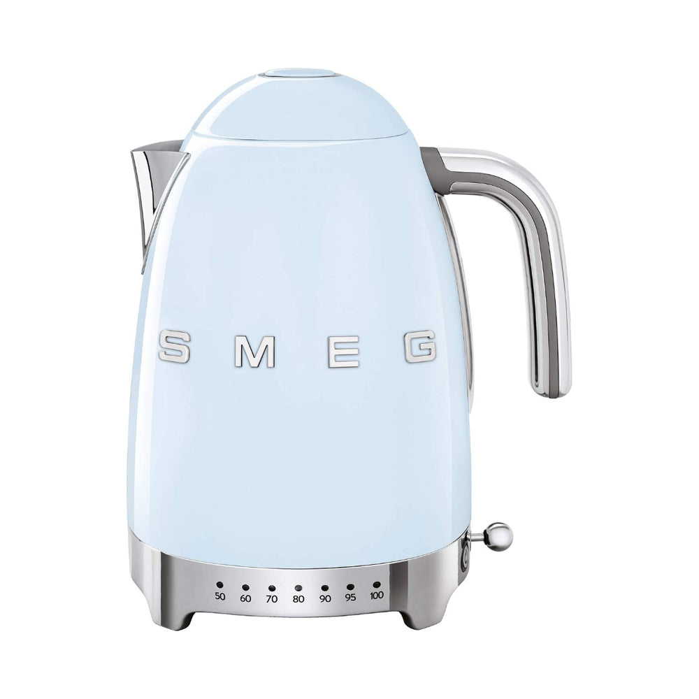 Smeg Klf03Pbuk, 50'S Retro Style Kettle, 1.7 L Capacity With Water Level Indicator, 360 Swivel Base, Anti-Slip Feet, Soft Opening Lid, Stainless Steel, Pastel Blue