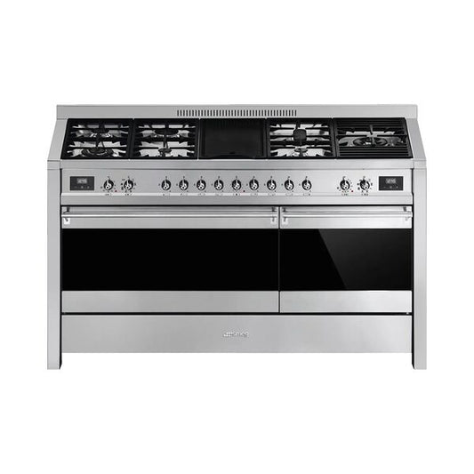 Smeg Dual Fuel Range Cooker, 150 CM, Stainless Steel Silver, A5-81