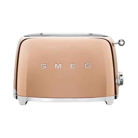 Smeg TSF01RGUK, 50's Retro Style 2 Slice Toaster,6 Browning Levels,2 Extra Wide Bread Slots, Defrost and Reheat Functions, Removable Crumb Tray,Rose Gold