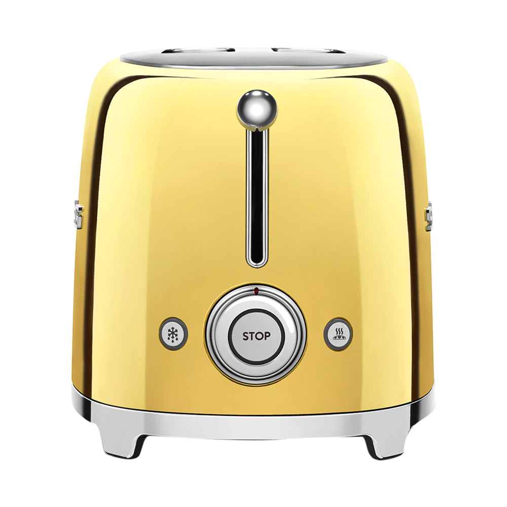 Smeg Tsf01GoUK, 50'S Retro Style 2 Slice Toaster,6 Browning Levels,2 Extra Wide Bread Slots, Defrost And Reheat Functions, Removable Crumb Tray, Gold