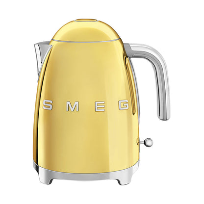 Smeg Klf03Gouk, 50'S Retro Style Kettle, 1.7 L Capacity With Water Level Indicator, 360 Swivel Base, Anti-Slip Feet, Soft Opening Lid, Stainless Steel, Gold