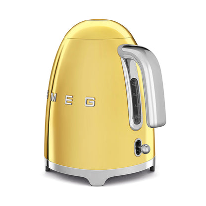 Smeg Klf03Gouk, 50'S Retro Style Kettle, 1.7 L Capacity With Water Level Indicator, 360 Swivel Base, Anti-Slip Feet, Soft Opening Lid, Stainless Steel, Gold