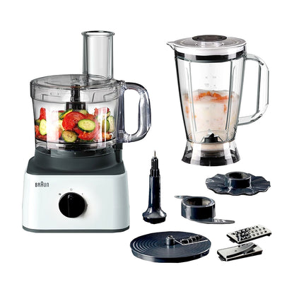 Braun Household Braun Food Processor 8 in 1 System, 750 Watts, 2.1 L Bowl Capacity, 1.8 L Blender Capacity, 2 Speed Button and Pulse, Chop, Slice, Grate, Whisk & Puree - FP 0132