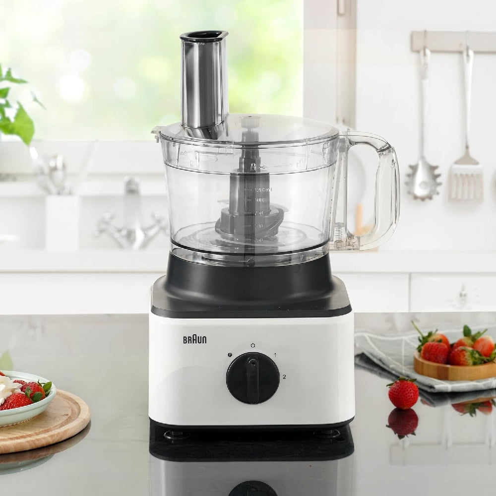 Braun Household Braun Food Processor 8 in 1 System, 750 Watts, 2.1 L Bowl Capacity, 1.8 L Blender Capacity, 2 Speed Button and Pulse, Chop, Slice, Grate, Whisk & Puree - FP 0132