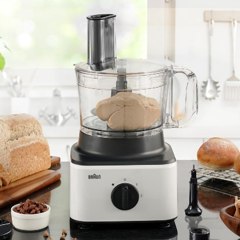 Braun Household Braun Food Processor 8 in 1 System, 750 Watts, 2.1 L Bowl Capacity, 1.8 L Blender Capacity, 2 Speed Button and Pulse, Chop, Slice, Grate, Whisk & Puree - FP 0132