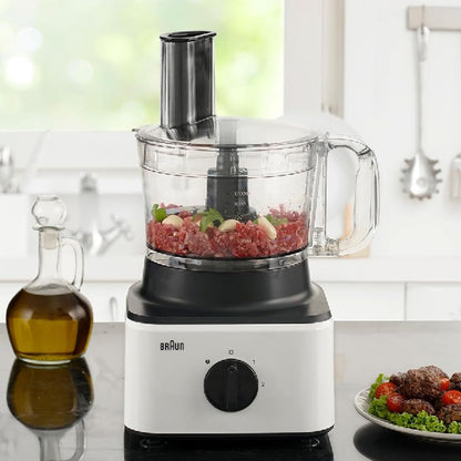 Braun Household Braun Food Processor 8 in 1 System, 750 Watts, 2.1 L Bowl Capacity, 1.8 L Blender Capacity, 2 Speed Button and Pulse, Chop, Slice, Grate, Whisk & Puree - FP 0132