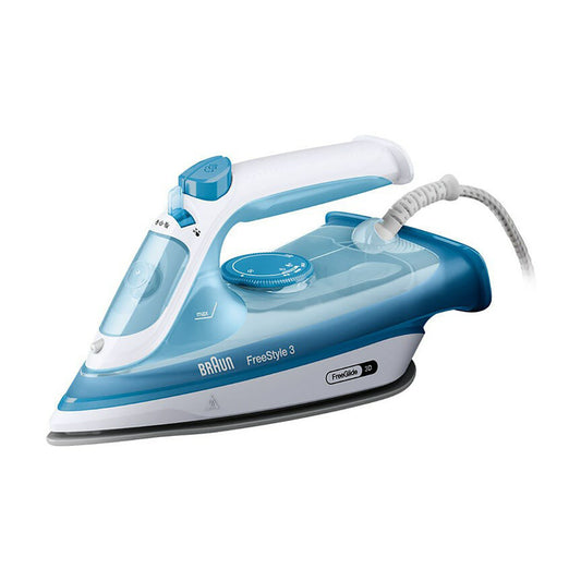 Braun FreeStyle 3 Steam Iron with 3D FreeGlide Technology, SuperCeramic Sole, Ultimate FastClean, Automatic Shut-Off, Tank 270 ml, 2400 W Iron FI 3144 Blue