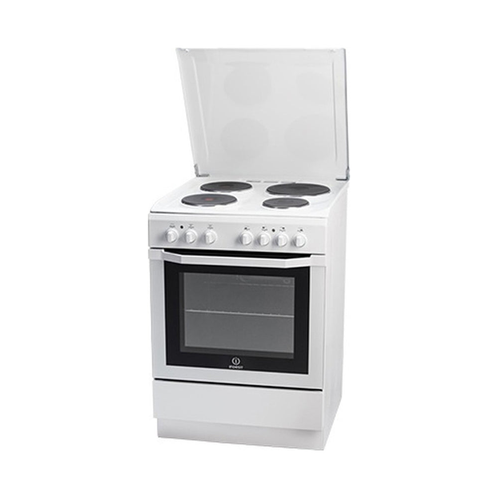 Indesit 4 Hot Plates Electric Cooker Silver I-6E5H2EWEX