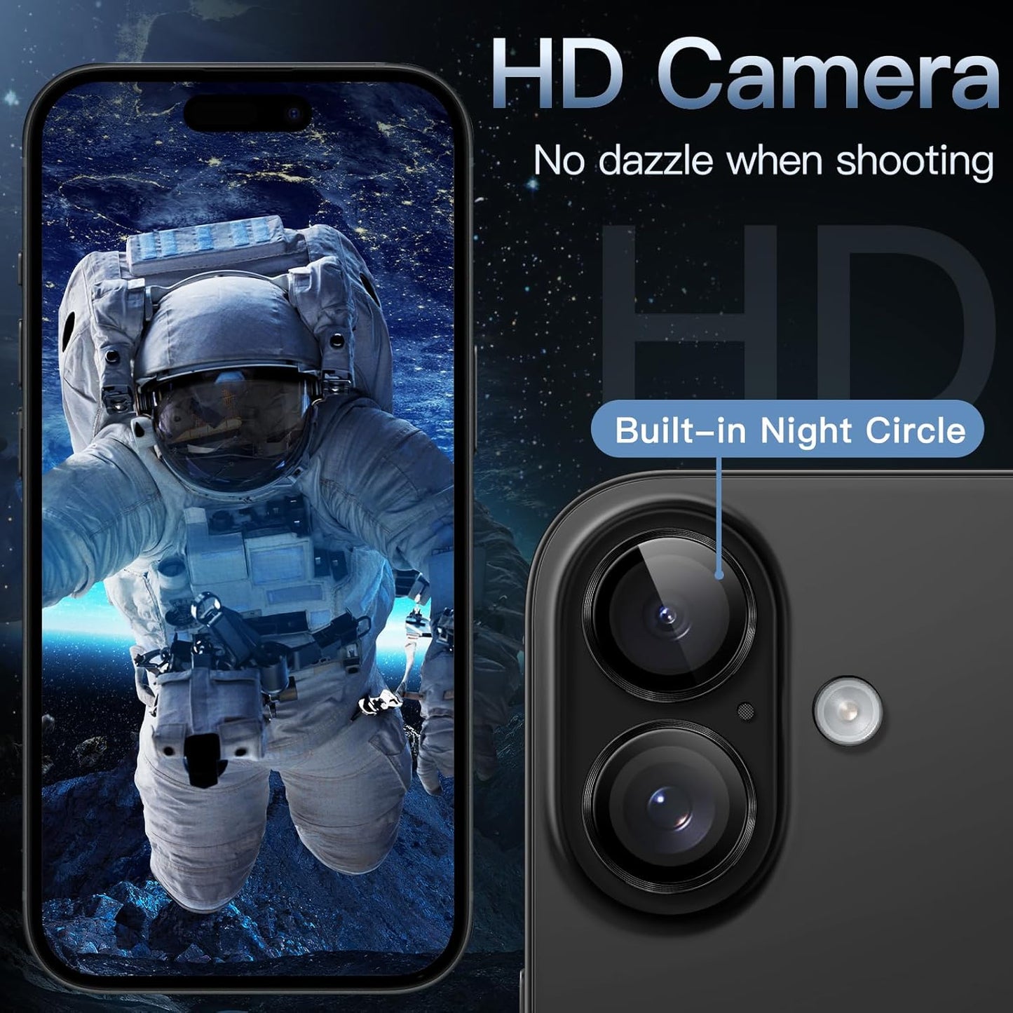 PROTECT  iPhone 16 Xzoom Lens Protector, Sapphire Glass, Alloy Material, Ultra Clear, Premium Finish, Black, XIP16BLK