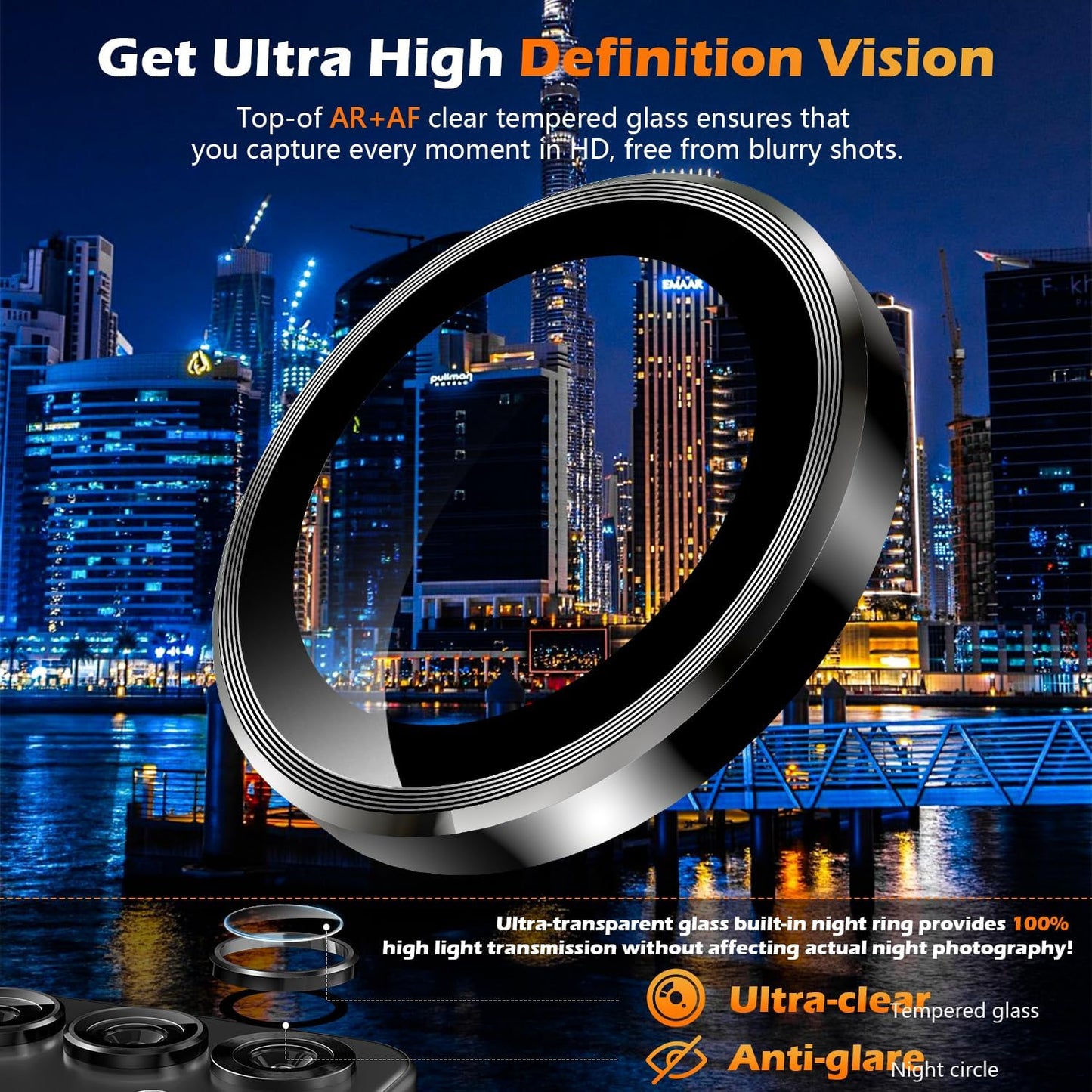 PROTECT  Samsung S25 Plus Xzoom Lens Protector, Sapphire Glass, Alloy Material, Ultra Clear, Premium Finish, Black, XSMS25PBLK