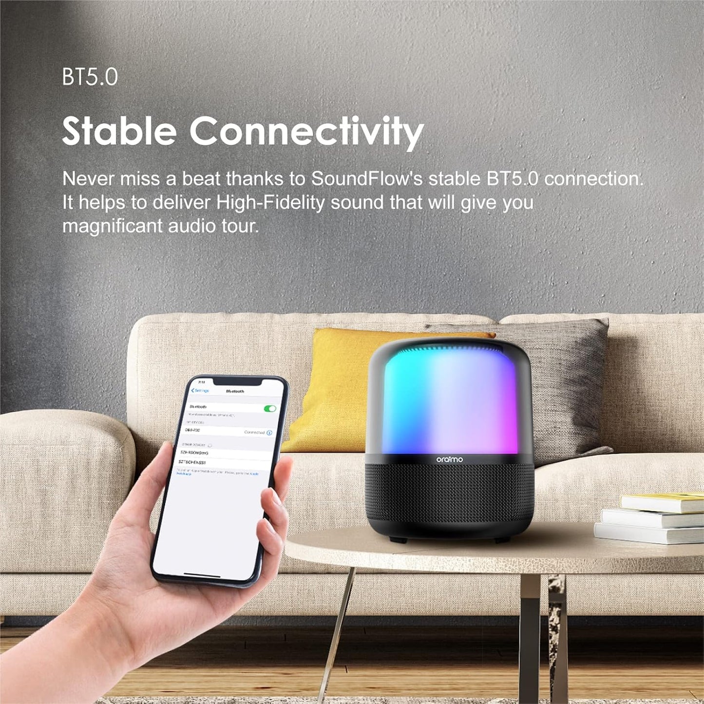 Oraimo  SoundFlow BT V5.1 Bluetooth Speaker, 50Hz-20KHz, 50W, 6,000mAh, Black, OBS-72DBLK