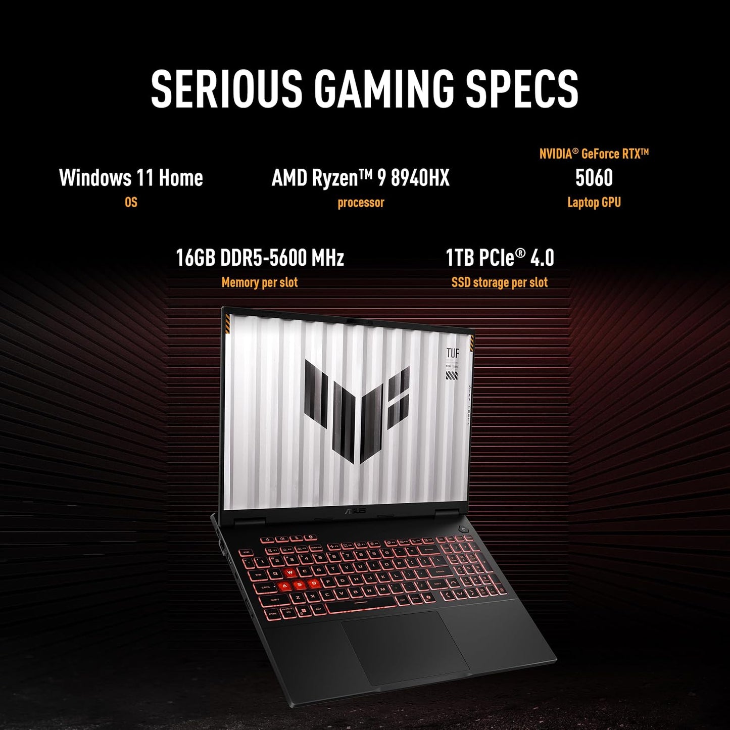 Asus FA608PM-9161W Gaming Laptop AMD Ryzen 9 8940HX 16GB RAM 1TB SSD NVIDIA RTX 5060
