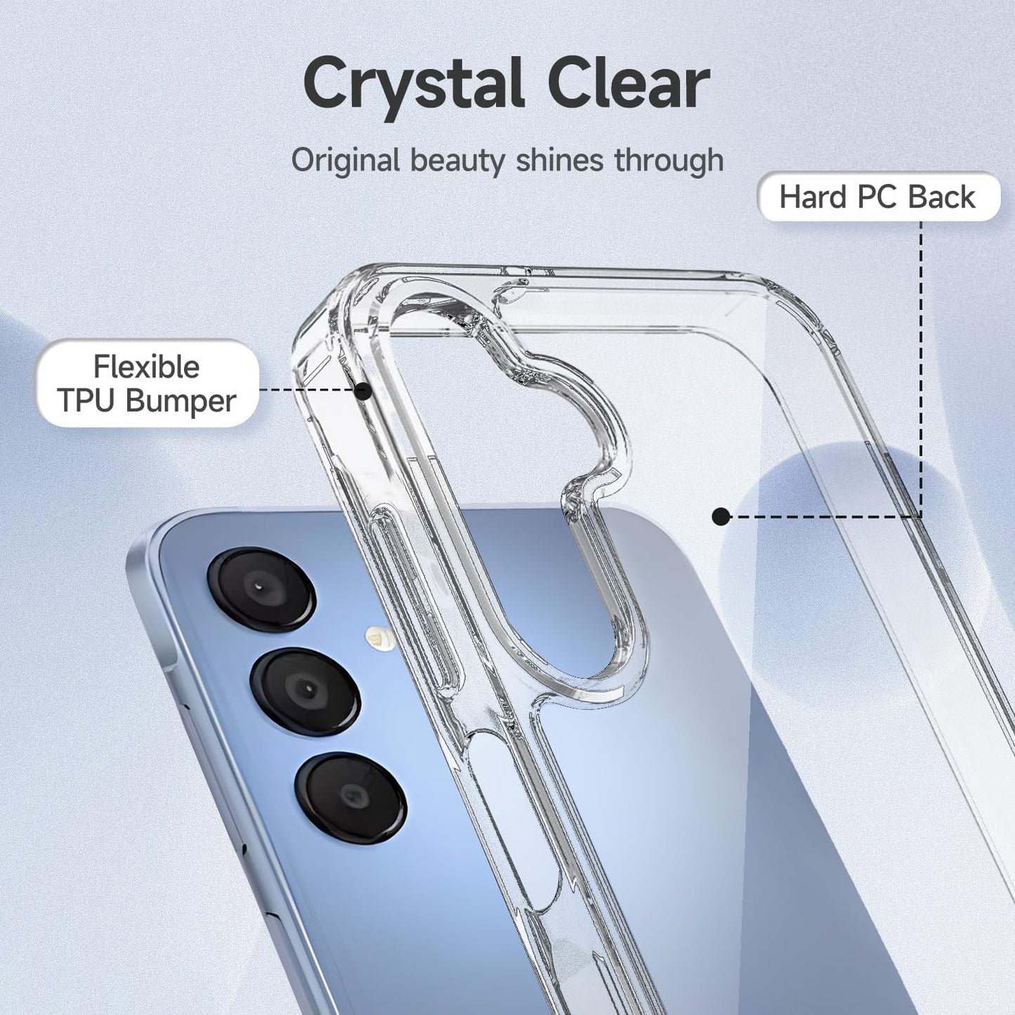 PROTECT  Samsung A15 Lucid Phone Case, Anti Scratch, Bundle, Screen Protector included, Protective, Clear, LSAMA15