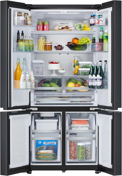 LG Side by Side Refrigerator 611L Door-in-Door with Instaview, Black Glass GR-B30FFGPB
