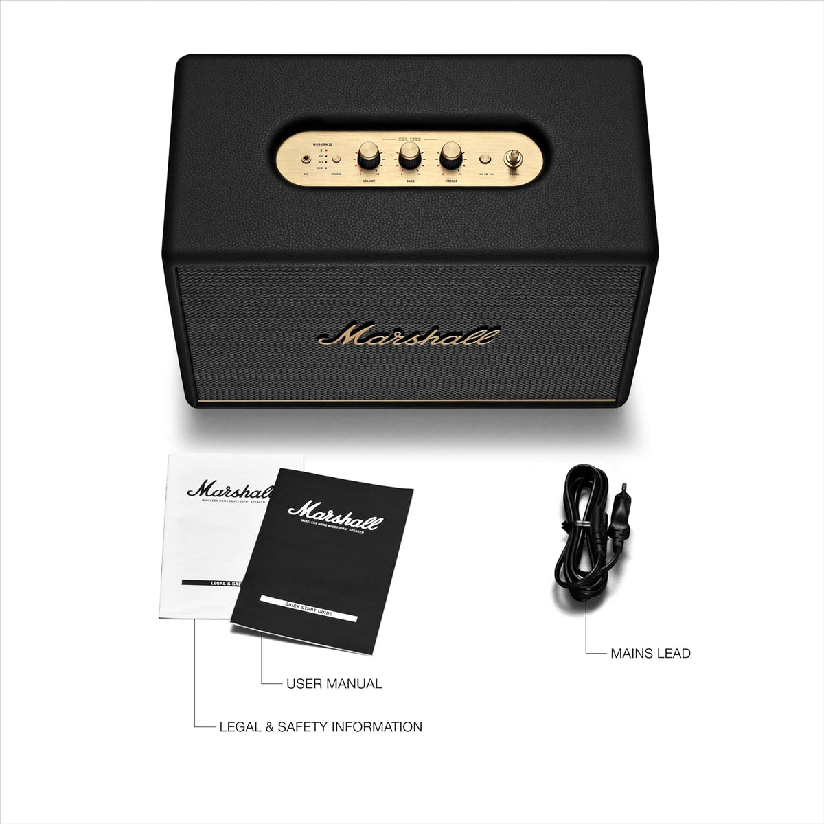 Marshall Woburn III — 130W Bluetooth 5.2 Home Speaker, HDMI, Dynamic Loudness, Night Mode, Black