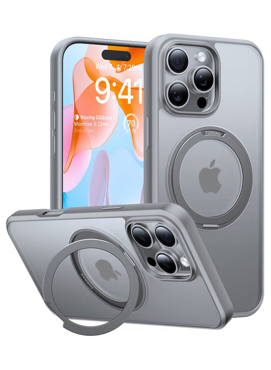 TORRAS Ostand Case for iPhone 16 Pro Max - Titanium Grey