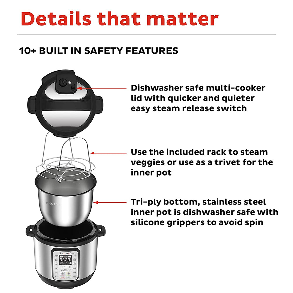 Instant Pot Duo 8, 1200W 7-in-1 Smart Multi Cooker, 8L Electric Pressure Cooker, Slow Cooker, Rice Cooker, Sauté Pan, Yoghurt Maker, Steamer, Food Warmer