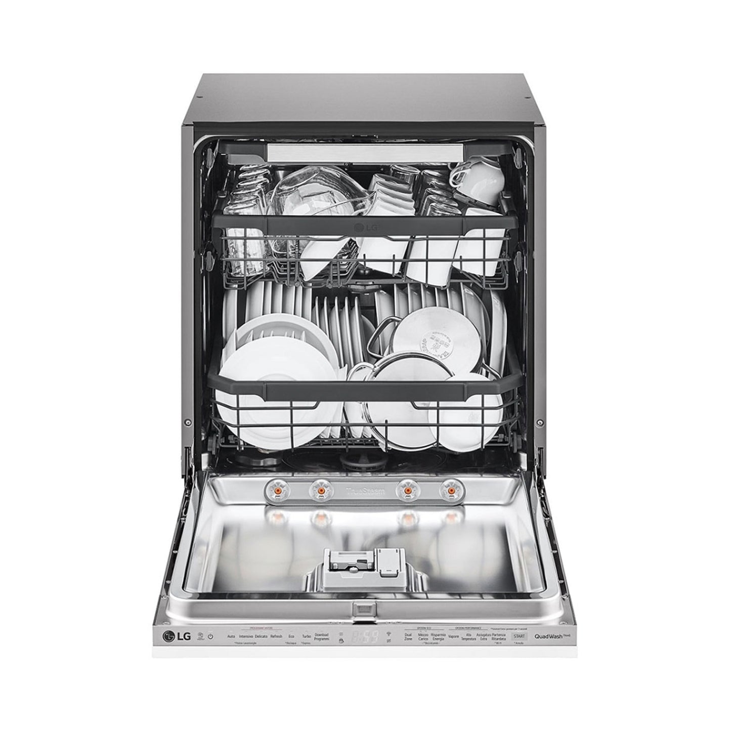 LG QuadWash Built-in Steam Dishwasher, 14 Place Settings, EasyRack Plus, Inverter Direct Drive, ThinQ DBC425TS