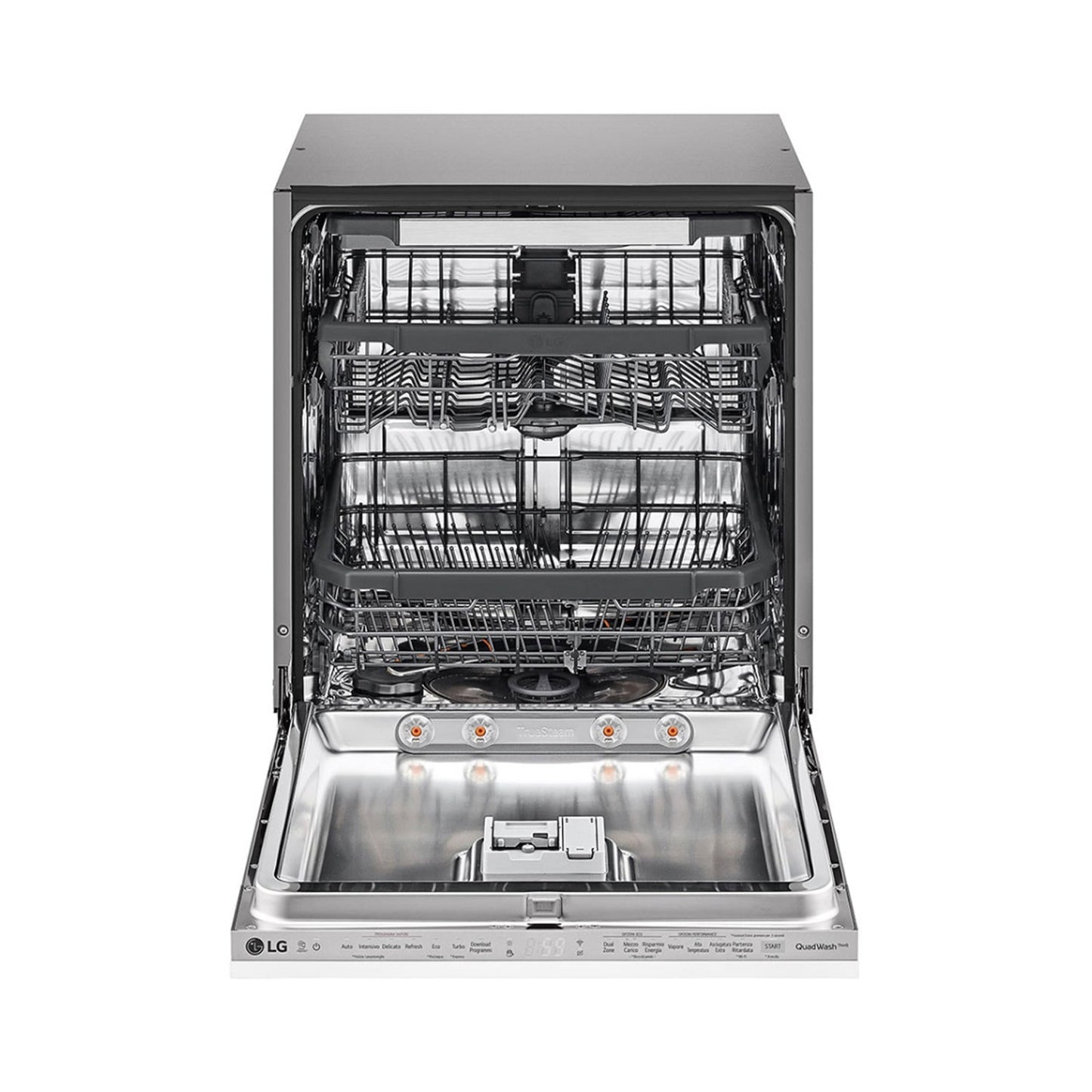 LG QuadWash Built-in Steam Dishwasher, 14 Place Settings, EasyRack Plus, Inverter Direct Drive, ThinQ DBC425TS