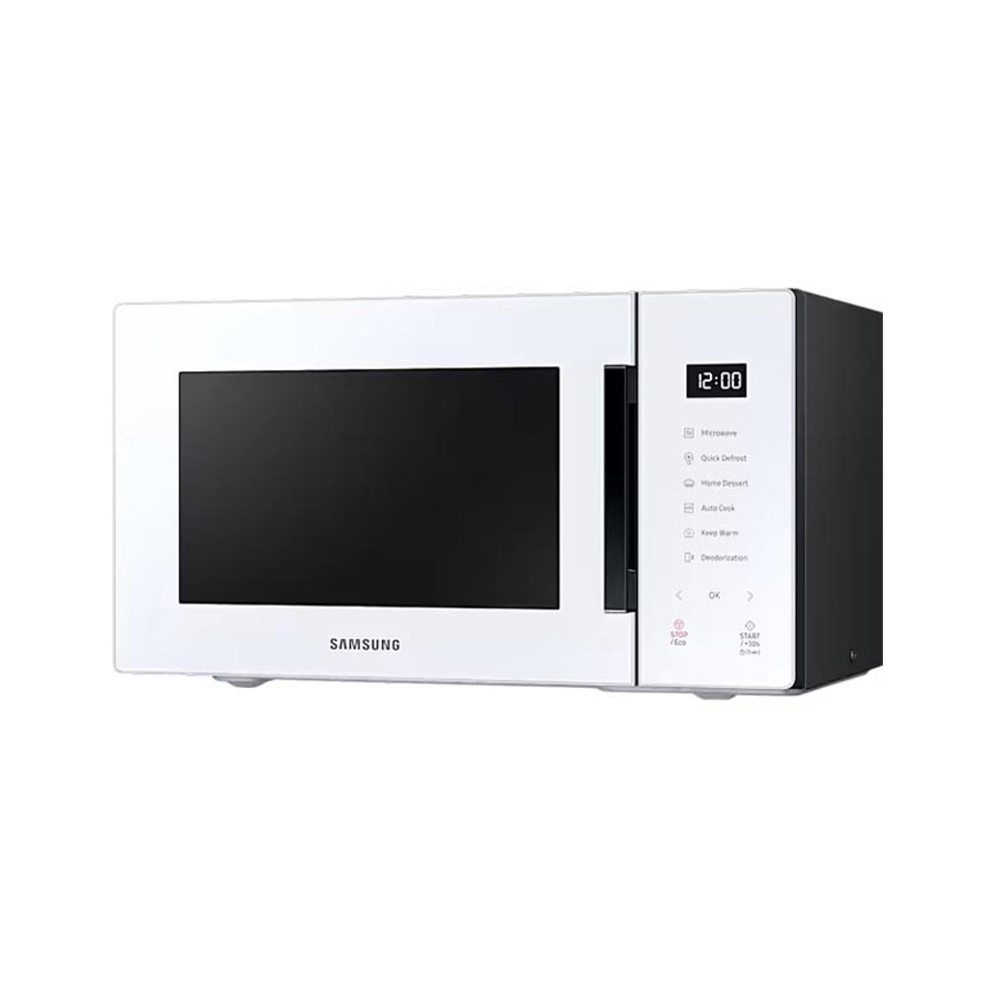 Samsung Bespoke Solo Microwave Oven with Quick Defrost and Glass Touch, 23L, White - MS23T5018AW/SG