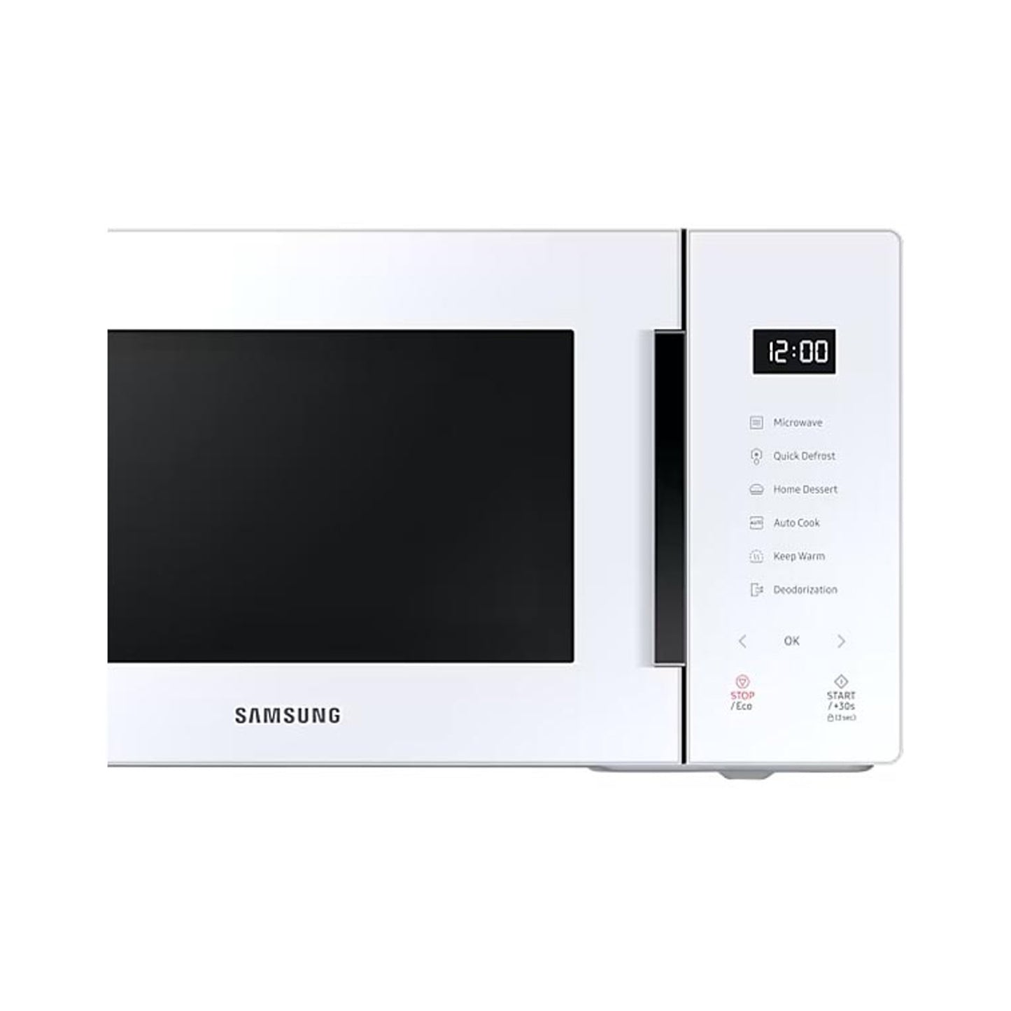 Samsung Bespoke Solo Microwave Oven with Quick Defrost and Glass Touch, 23L, White - MS23T5018AW/SG