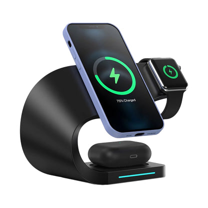 Trands 15W 3-In-1 Wireless Charger Black