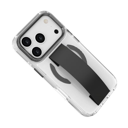Infinyty Grypsta Clear iPhone Case with Black Grip and Metallic Camera Stand for iPhone 17 Pro