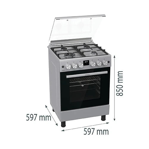 GORENJE Freestanding 4 Burner Full Gas Cooker with Oven GGI6C20S