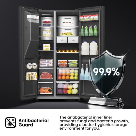 Hisense Side by Side Refrigerator, 614L, Black, RS9P819GTB