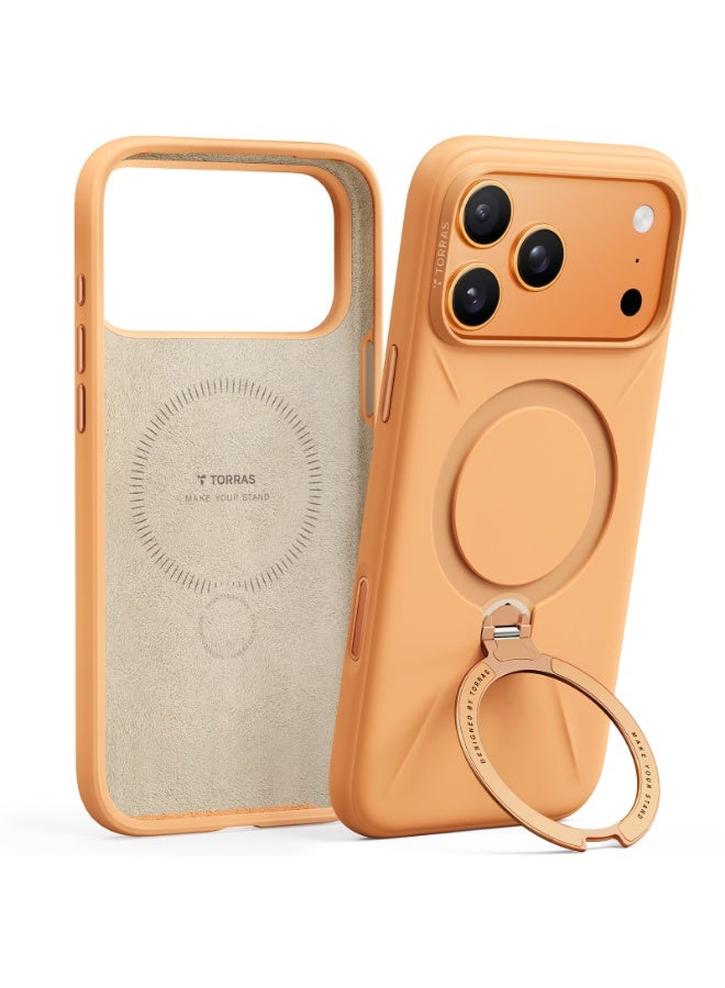 TORRAS Ostand Spin Silicone Case for iPhone 17 Pro - Orange