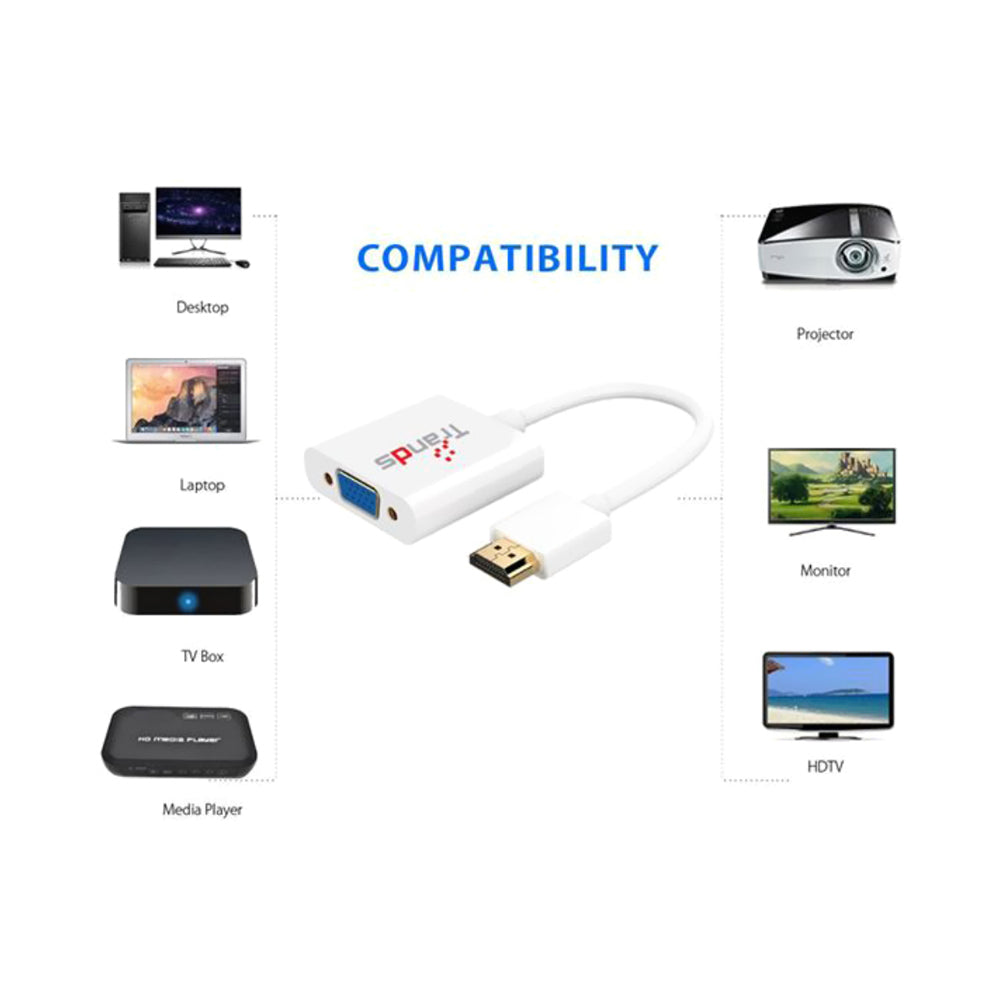 Trands HDMI To Vga M/F Adapter White