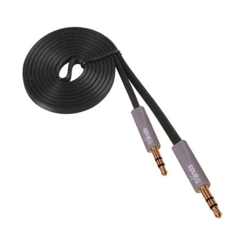 Trands 3.5MM Male To Male Aux Flat Stereo Cable Black