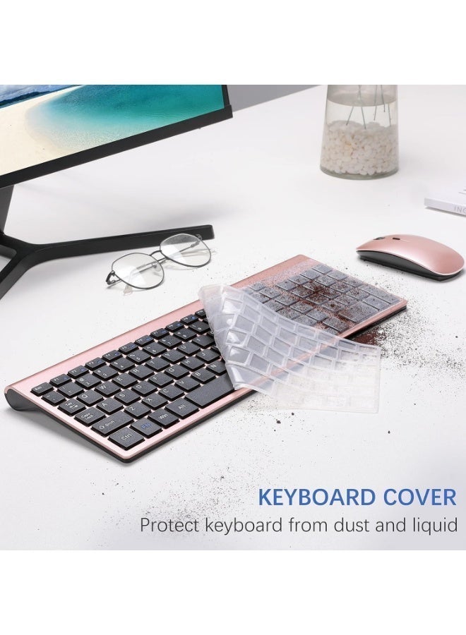 Protect Rechargeable Wireless Bluetooth Keyboard & Mouse Combo, Slim Silent Full Size Multi-Device Set, HTKB333