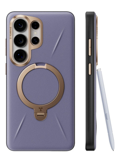 TORRAS Ostand VegSkin Vegan Leather Case for Samsung Galaxy S26 Ultra - Dark Purple