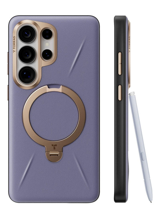 TORRAS Ostand VegSkin Vegan Leather Case for Samsung Galaxy S26 Ultra - Dark Purple