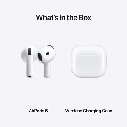 Apple AirPods 5 with Wireless Charging Case – Active Noise Cancellation, Adaptive Audio, IP57, Wireless & MagSafe Charging, Volume Control