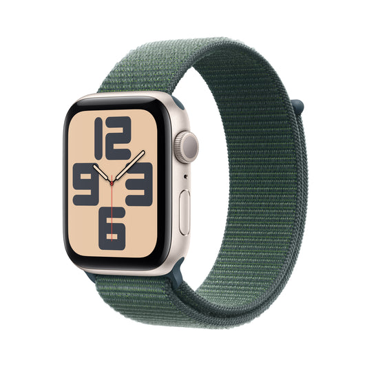 Pre-booking Apple Watch SE GPS 44mm Starlight Aluminium Case with Lake Green Sport Loop, MXEW3QA/A, Delivery from 20th Sep'24 onwards